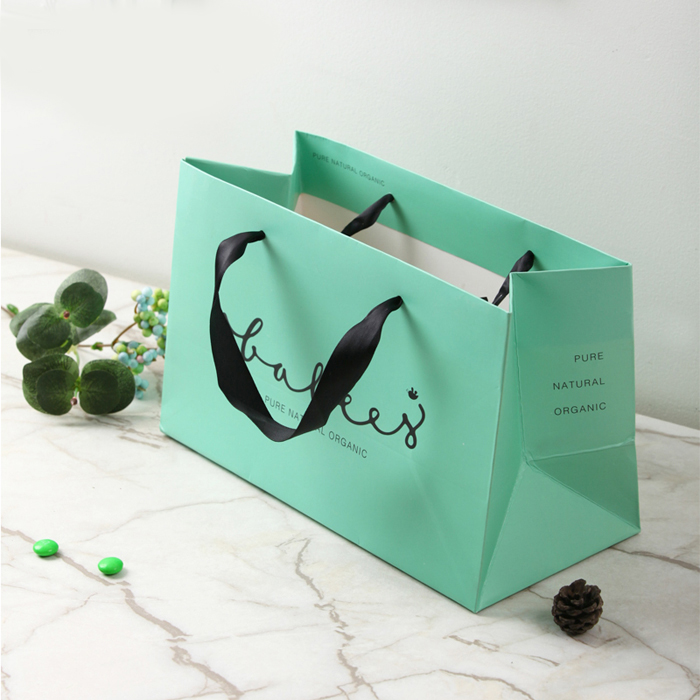 Black satin ribbon handle